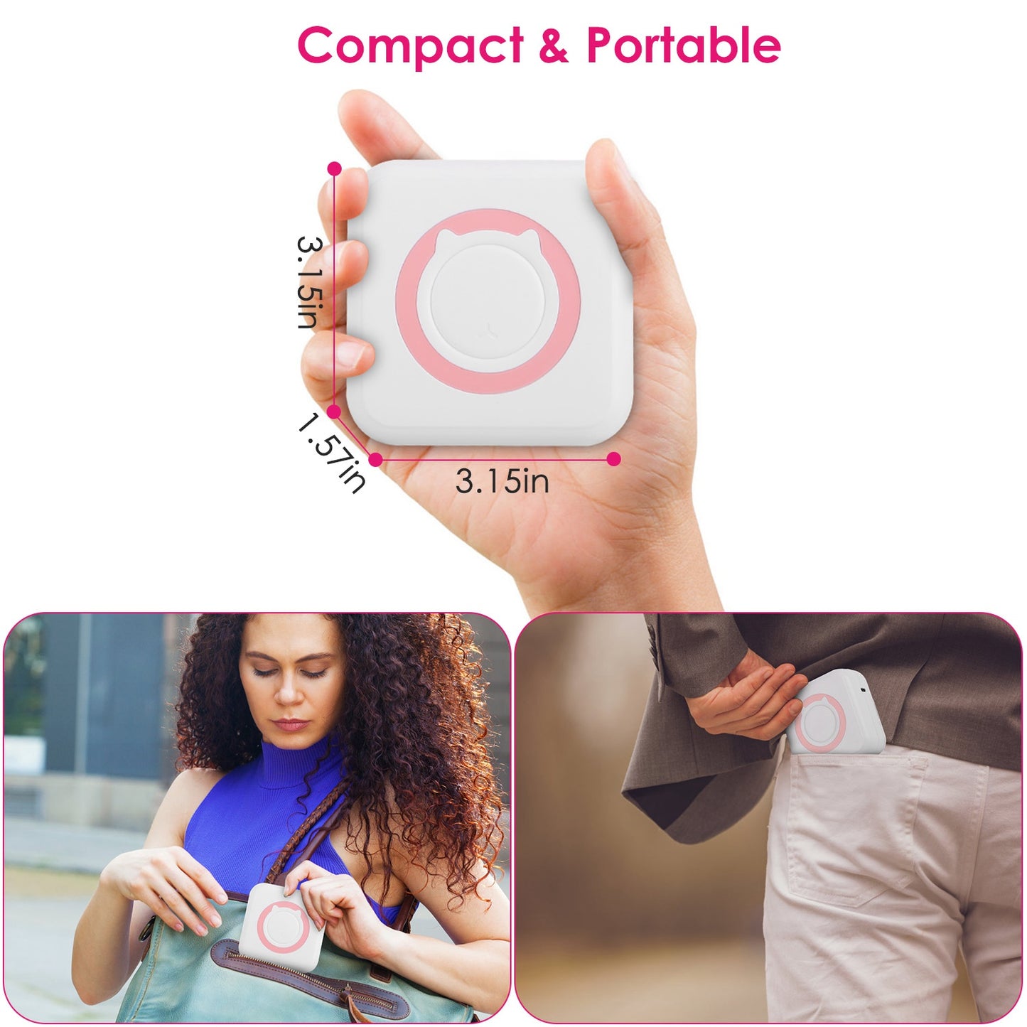 Portable Mini Wireless Thermal Printer – Inkless Photo & Label Printer