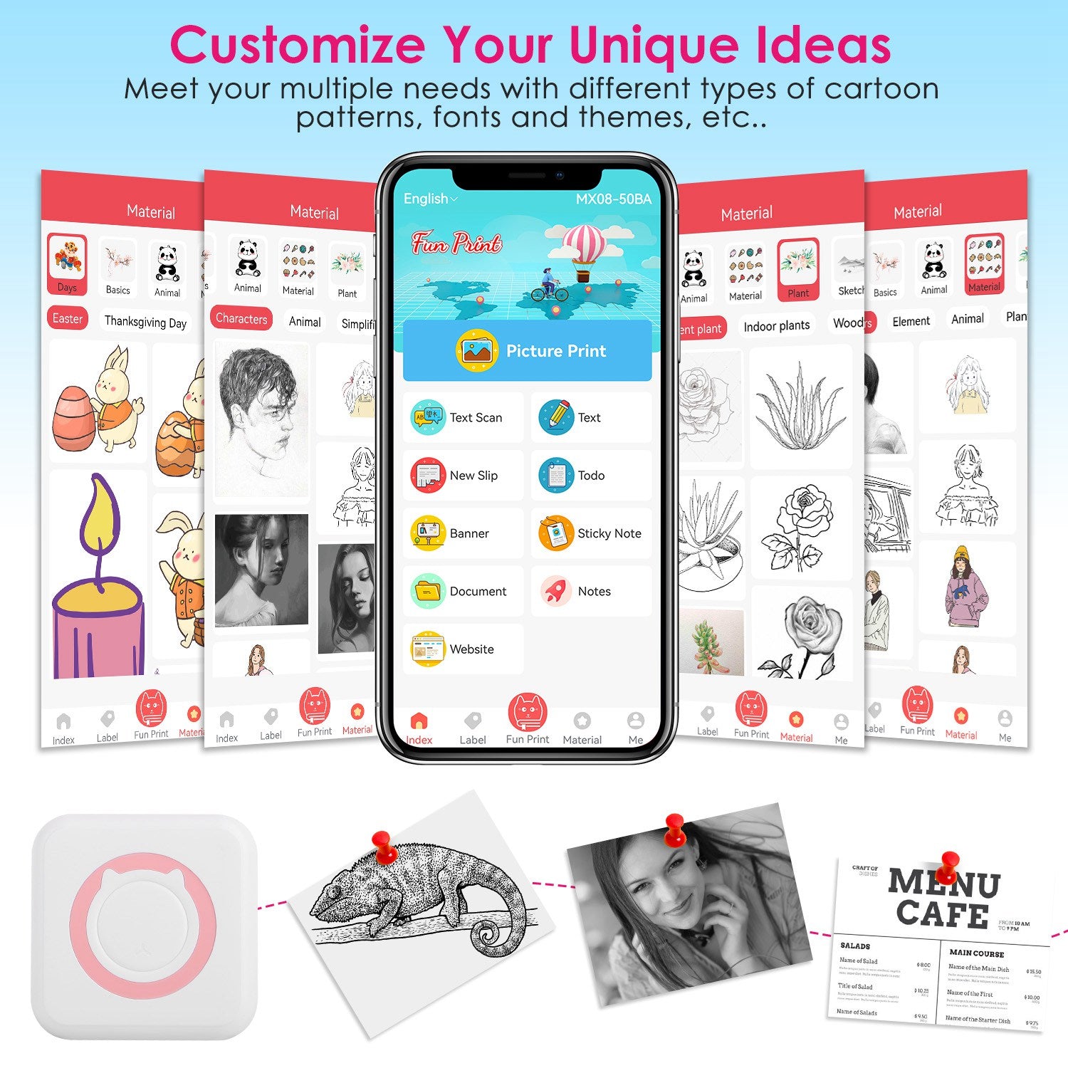 Mini Printer - Printer Paper 'Options' -- Pocket Wireless Thermal Printer Portable Mini Sticker Maker Machine Rechargeable Inkless Photo Printer For Printing Label