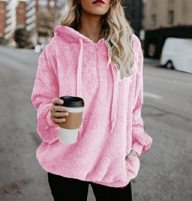 Women's Polerones Fleece Hoodies Long Sleeve Hooded Pullover Sweatshirt