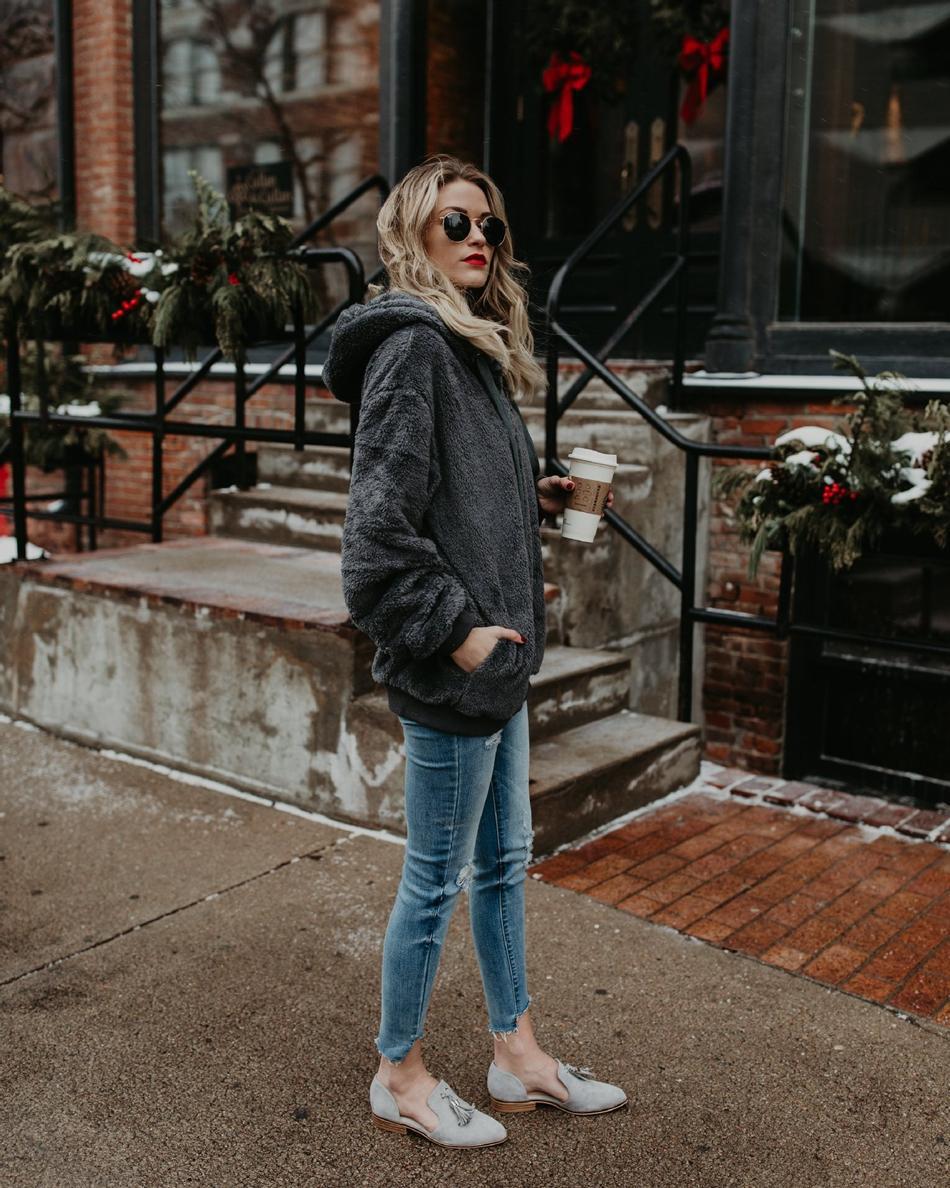 Women's Polerones Fleece Hoodies Long Sleeve Hooded Pullover Sweatshirt