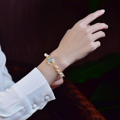 Vintage Pearl Gold Plated Bracelet for Women
