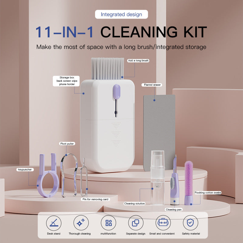 Portable 11 In 1 Multifunctional Cleaning Kit Computer Keyboard Cleaner Phone Screen Clean Tools
