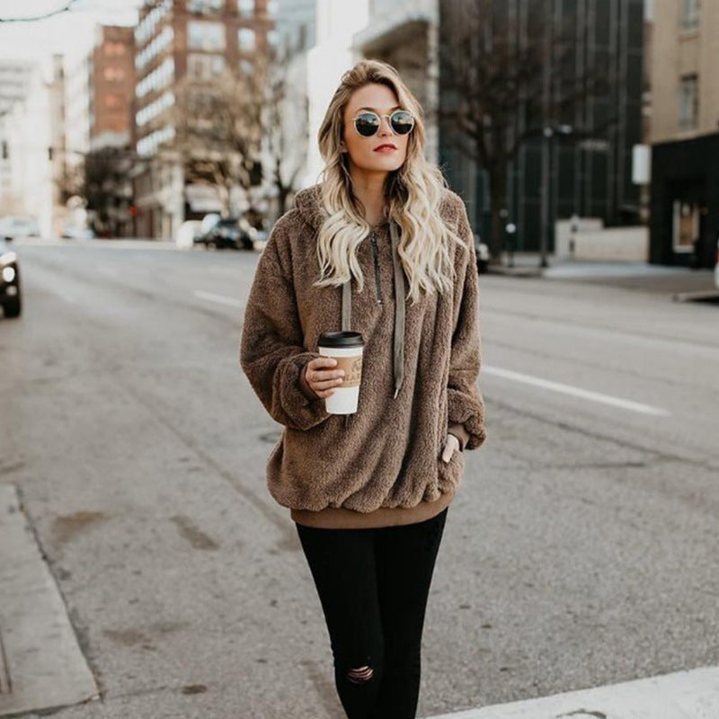 Women's Polerones Fleece Hoodies Long Sleeve Hooded Pullover Sweatshirt