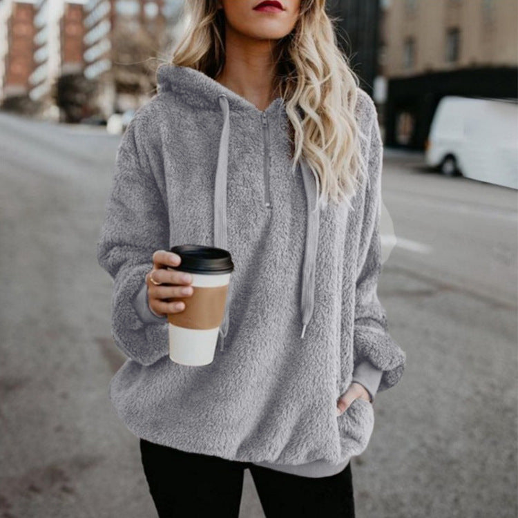 Women's Polerones Fleece Hoodies Long Sleeve Hooded Pullover Sweatshirt
