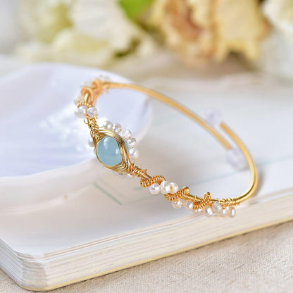 Vintage Pearl Gold Plated Bracelet for Women