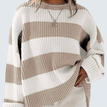 Casual Striped Batwing Sleeve Sweater for Women