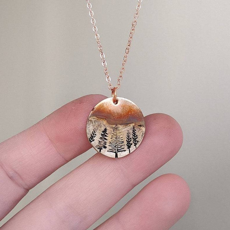 Retro Minimalist Necklace In The Shape Of A Forest Pine Tree