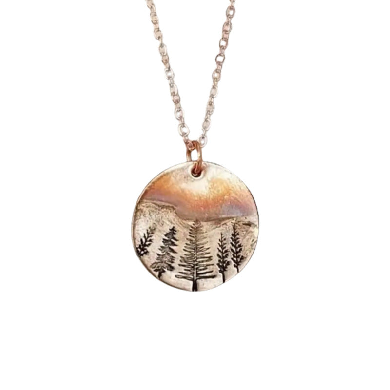 Retro Minimalist Necklace In The Shape Of A Forest Pine Tree