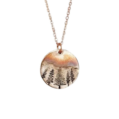 Retro Minimalist Necklace In The Shape Of A Forest Pine Tree