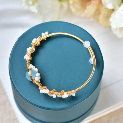 Vintage Pearl Gold Plated Bracelet for Women